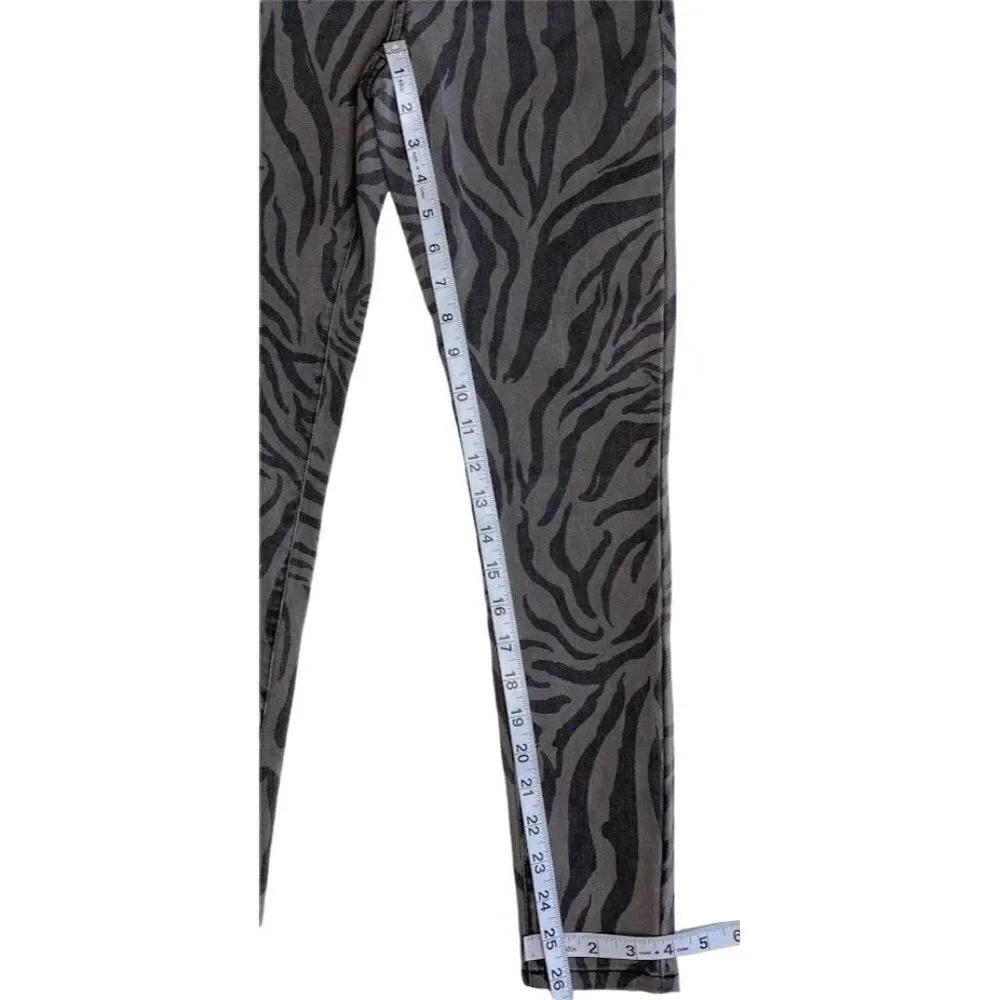 Skinny Ankle Jeans Juniors' 1 25 XS Gray Zebra Animal Print Stretchy Pockets NEW